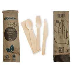 zestaw sztućców drewnianych z serwetką Olpack