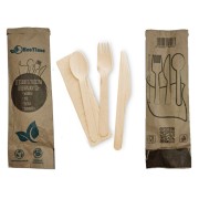 zestaw sztućców drewnianych z serwetką Olpack