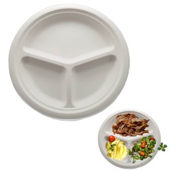 3-dzielny talerz z trzciny cukrowej 230 mm