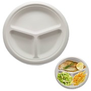 3-dzielny talerz z trzciny cukrowej 260 mm