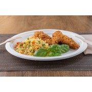 okrągły biały talerzyk obiadowy